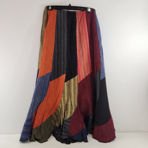 ARK Nepal 100% Cotton Patchwork Skirt Size Medium Boho Long - Picture 6 of 11
